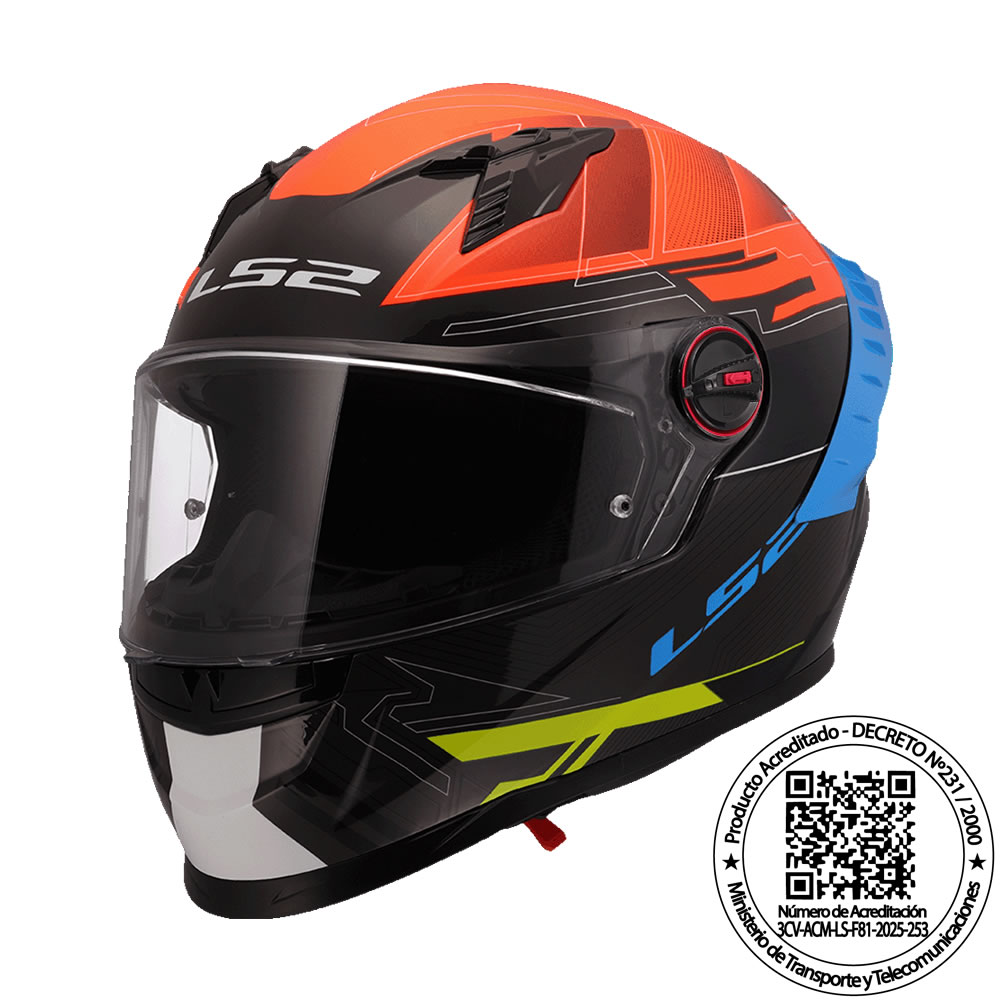 CASCO LS2 FF816 COSMOS DIGITAL BLK ORANGE MATE